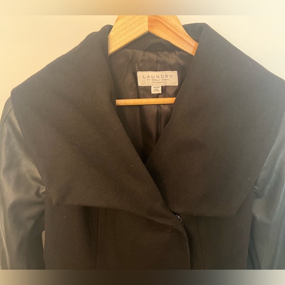 LAUNDRY BY SHELLI SEGAL S/CH/P ASYMMETRICAL WOMENS WOOL BLEND COAT BLACK SMALL - Picture 12 of 14